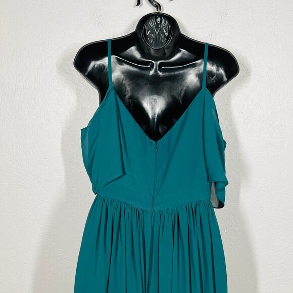 Lulus Formal Jewel Green Maxi Dress V Neck Gown Strappy Party Prom Event - L - Picture 8 of 11